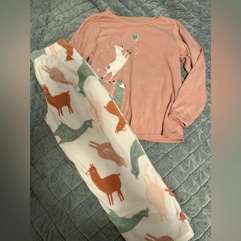 Carter's Llama Pajama Set - Pink and White